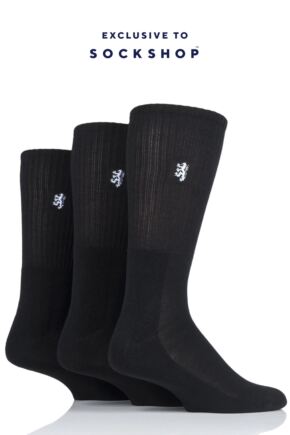 Mens 3 Pair Pringle Bamboo Cushioned Sports Socks Exclusive To SOCKSHOP Black Bamboo