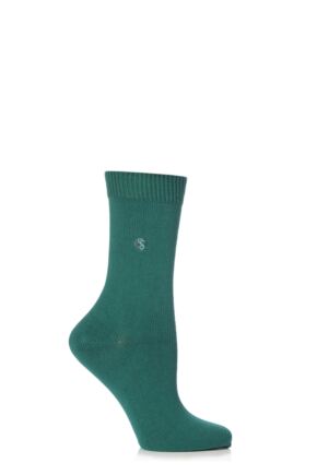 Ladies 1 Pair SockShop Colour Burst Cotton Socks with Smooth Toe Seams Green