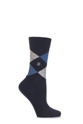 Ladies 1 Pair Burlington Marylebone Argyle Wool Socks