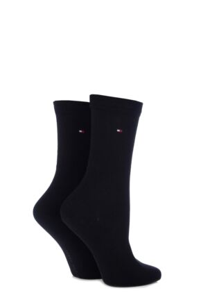 Ladies 2 Pair Tommy Hilfiger Plain Cotton Socks