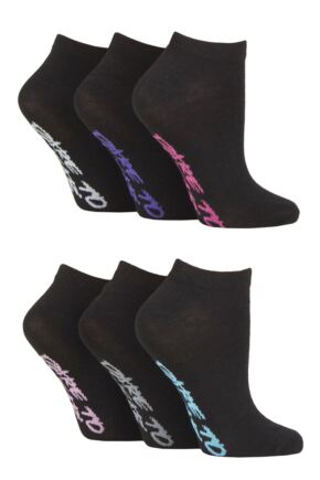 Ladies 6 Pair SOCKSHOP Dare to Wear Patterned and Plain Trainer Socks Plain Black 4-8