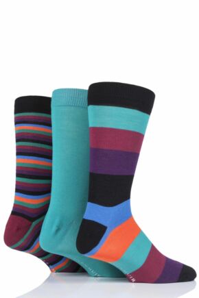 Mens 3 Pair Glenmuir Gift Boxed Mixed Stripes Bamboo Socks