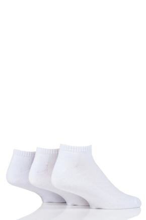 Mens 3 Pair Glenmuir Bamboo Half Cushioned Sports Socks White 7-11 Mens