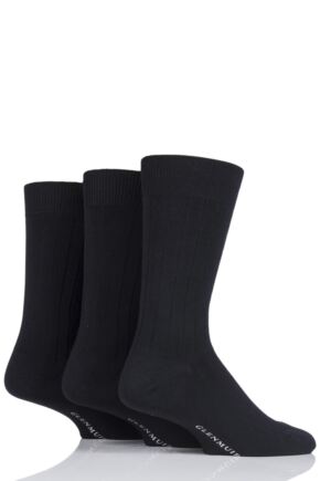 Mens 3 Pair Glenmuir Classic Bamboo Ribbed Socks