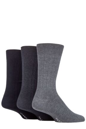 Mens 3 Pair Glenmuir Classic Bamboo Ribbed Socks