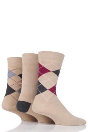 Mens 3 Pair Glenmuir Classic Bamboo Argyle Socks