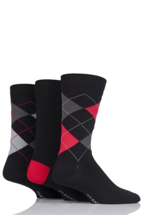 Mens 3 Pair Glenmuir Classic Bamboo Argyle Socks