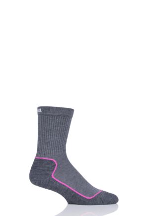 Boys and Girls 1 Pair UpHillSport  “Kevo” Jr Trekking 4 Layer M4 Socks Grey 4-5.5 Teens (11-14 Years)