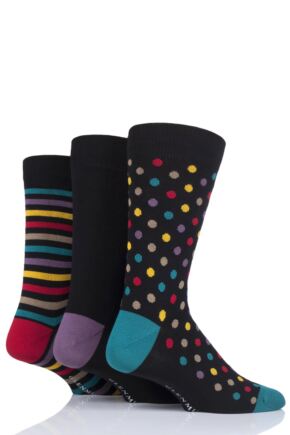 Mens 3 Pair Glenmuir Dots and Stripes Bamboo Socks
