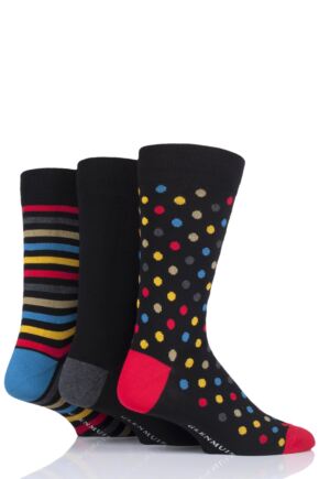 Mens 3 Pair Glenmuir Dots and Stripes Bamboo Socks