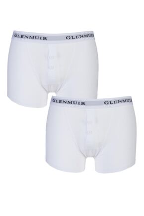 Mens 2 Pack Glenmuir Button Fly Plain Boxer Shorts