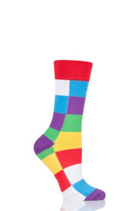 Mens Ladies and Kids 1 Pair SOCKSHOP Friendship Friday with Elmer Patchwork Bamboo Socks