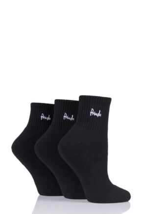 Ladies 3 Pair Pringle Lyndsey Cushioned Sport Socks Black