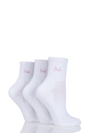 Ladies 3 Pair Pringle Lyndsey Cushioned Sport Socks White