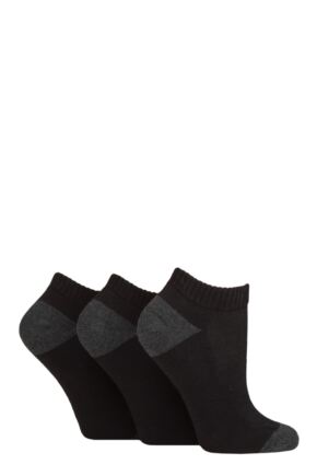 Ladies 3 Pair Pringle Johanne Cushion Trainer Socks Black