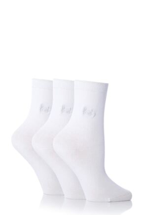 Ladies 3 Pair Pringle Tiffany Plain Trouser Socks White
