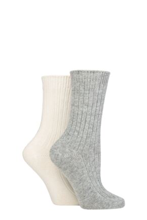 Ladies 2 Pair Pringle Cashmere Blend Luxury Socks