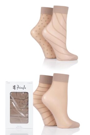 Ladies 4 Pair Pringle Sheer Patterned Pop Socks