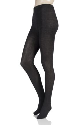 Ladies 1 Pair Elle Plain Bamboo Tights Charcoal Twisted Small / Medium