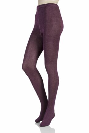 Ladies 1 Pair Elle Plain Bamboo Tights Purple Raven / Dawn Pink Twisted Small / Medium