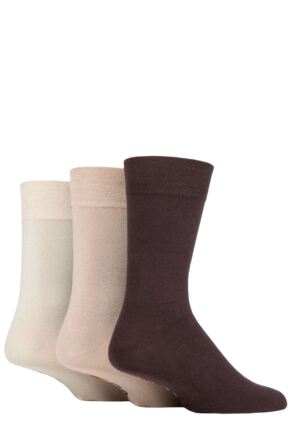 Mens 3 Pair Farah Plain Comfort Cuff Socks Brown
