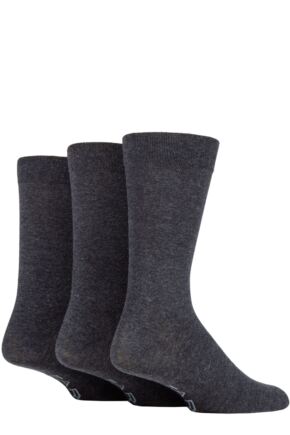 Mens 3 Pair Farah Plain Comfort Cuff Socks Grey 6-11 Mens
