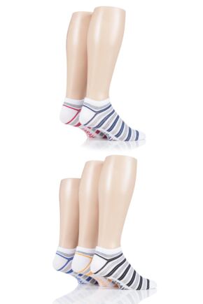 Mens 5 Pair Farah Striped Bamboo Trainer Socks