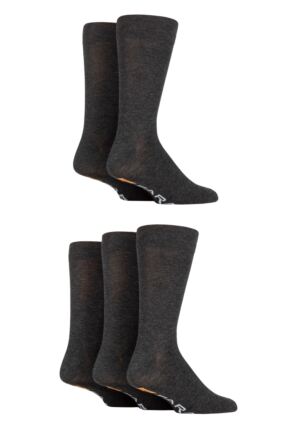 Mens 5 Pair Farah Classic Plain Bamboo Socks Grey Marl  /  Charcoal Marl 6-11 Mens