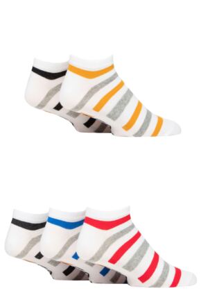 Mens 5 Pair Farah Arch Support Striped Cotton Trainer Socks