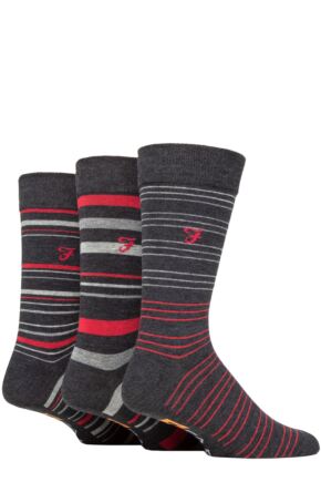 Mens 3 Pair Farah Argyle, Patterned and Striped Cotton Socks
