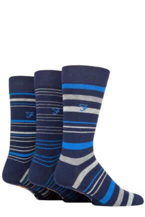 Mens 3 Pair Farah Argyle, Patterned and Striped Cotton Socks