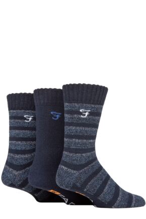 Mens 3 Pair Farah Striped Cushioned Boot Socks