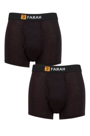 Mens 2 Pack Farah Classic Striped and Plain Bamboo Keyhole Trunks