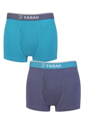 Mens 2 Pair Farah Plain and Stripe Bamboo Keyhole Trunks