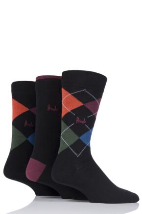 Mens 3 Pair Pringle Waverley Argyle and Plain Gift Boxed Socks