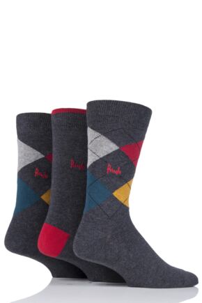 Mens 3 Pair Pringle Waverley Argyle and Plain Gift Boxed Socks