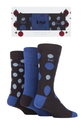 Mens 3 Pair Pringle Classic Spot and Plain Gift Boxed Socks