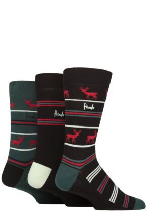 Mens Pringle 3 Pair Christmas Patterned Cotton Socks
