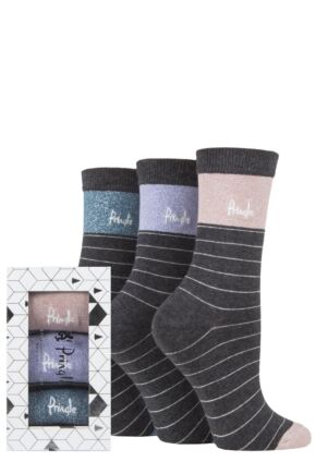 Ladies 3 Pair Pringle Tiffany Gift Boxed Cotton Socks