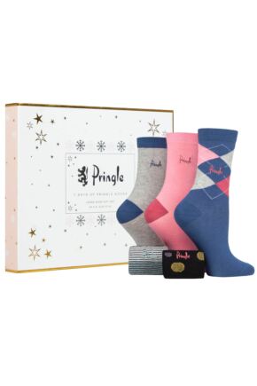 Ladies 7 Pair Pringle 7 Days of Pringle Socks Christmas Gift Set