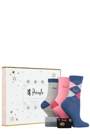 Ladies 7 Pair Pringle 7 Days of Pringle Socks Christmas Gift Set