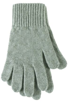 Ladies 1 Pair Great & British Knitwear Made In Scotland 100% Cashmere Plain Gloves In Green