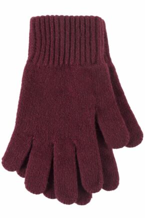 Ladies 1 Pair Great & British Knitwear Made In Scotland 100% Cashmere Plain Gloves In Red