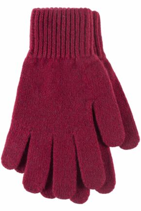 Ladies 1 Pair Great & British Knitwear Made In Scotland 100% Cashmere Plain Gloves In Red