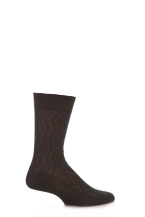 Mens 1 Pair SOCKSHOP Zig Zag Rib Mercerised Cotton Socks