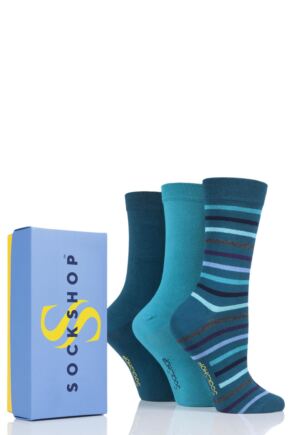Ladies 3 Pair SOCKSHOP Bamboo Bright Gift Boxed Socks