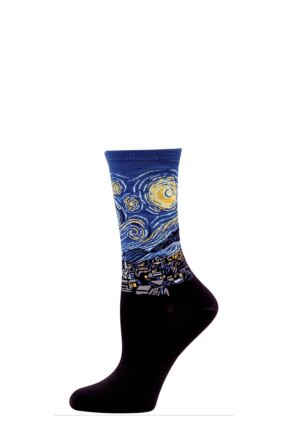 Ladies 1 Pair HotSox Artist Collection Starry Night Cotton Socks