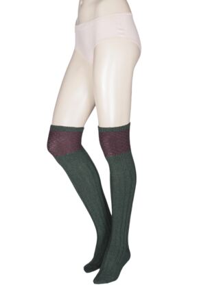 Ladies 1 Pair HJ Hall UK Made Honeycomb Wool Shooting Knee High Socks Forest 4-7 Unisex