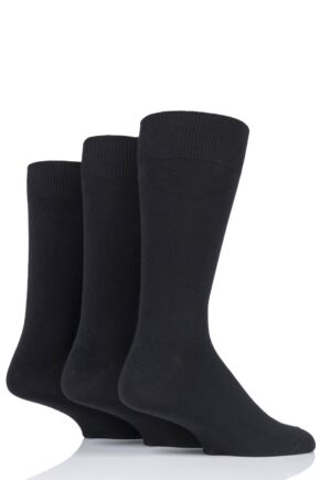 Mens 3 Pair HJ Hall Classic Plain Cotton Socks In Large Sizes