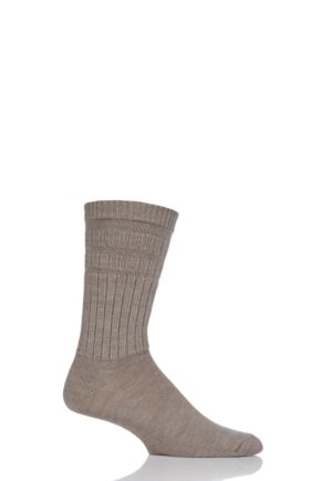 Mens 1 Pair HJ Hall Thermal Wool Softop Socks Taupe 6-11